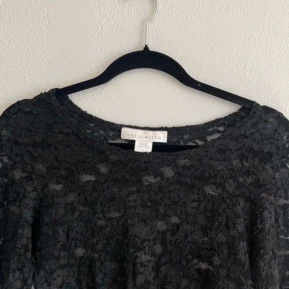 The Limited Black Sheer Long Sleeve Lace Top | Size Small - Picture 8 of 10
